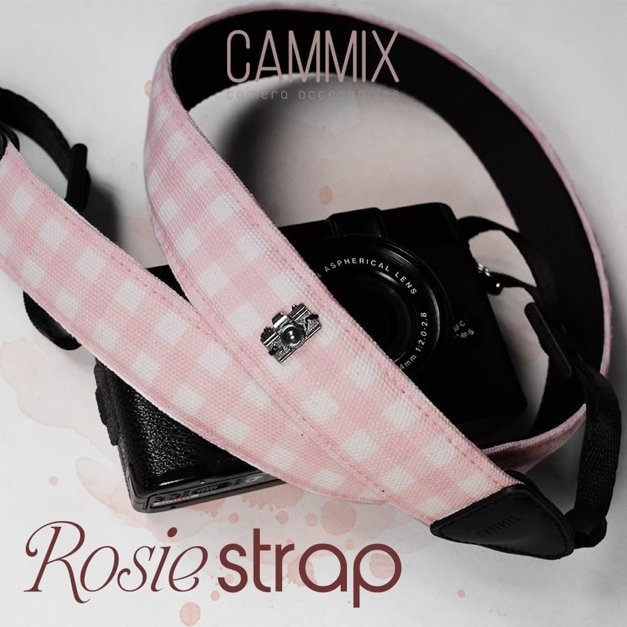 Dây đeo máy ảnh - Caro Hồng dễ thương - Dành cho máy Fuji, Canon, Nikon, Leica, Olympus.. - Camera strap - MadebyCammix