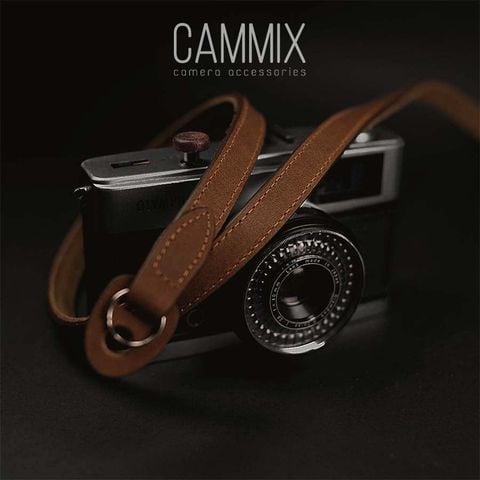  Dây đeo máy ảnh da thật Minimal Leather Strap - Màu nâu - By Cammix - Dành cho máy Fuji, Nikon, Canon, Olymlus.... 