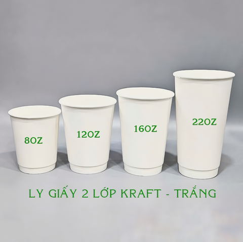 Ly Giấy 2 Lớp Trắng 12oz - 360ml; Ly Giấy Đựng Cafe