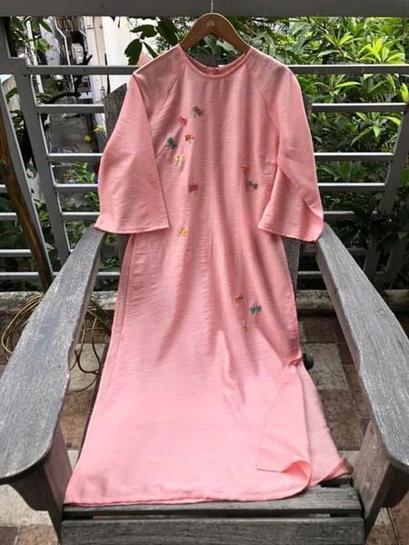  AD Linen - Hồng dâu - Thêu bướm 