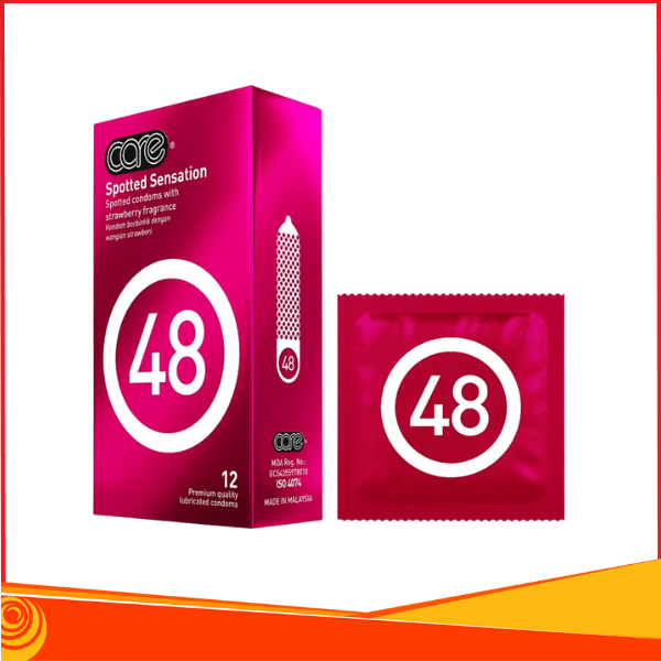 Bao cao su CARE 48 Spotted Sensation có gai - hương dâu hộp 12 cái