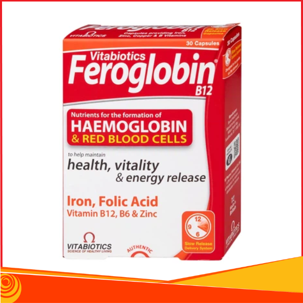 Feroglobin B12 Vitabiotics - hỗ trợ tăng khả năng tạo máu, tăng cường sức khỏe, Hàng chuẩn Anh, Hộp 30 viên
