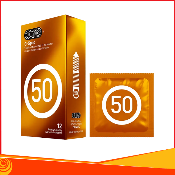 Bao cao su CARE 50 G-Spot gân gai hương rừng nhiệt đới hộp 12 cái