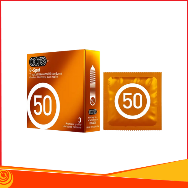 Bao cao su CARE 50 G-Spot gân gai hương rừng nhiệt đới hộp 3 cái