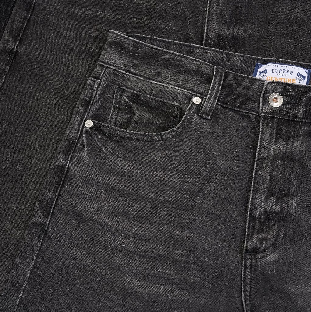 Straight - 12 Oz - Stone grey - Washed Denim Pants
