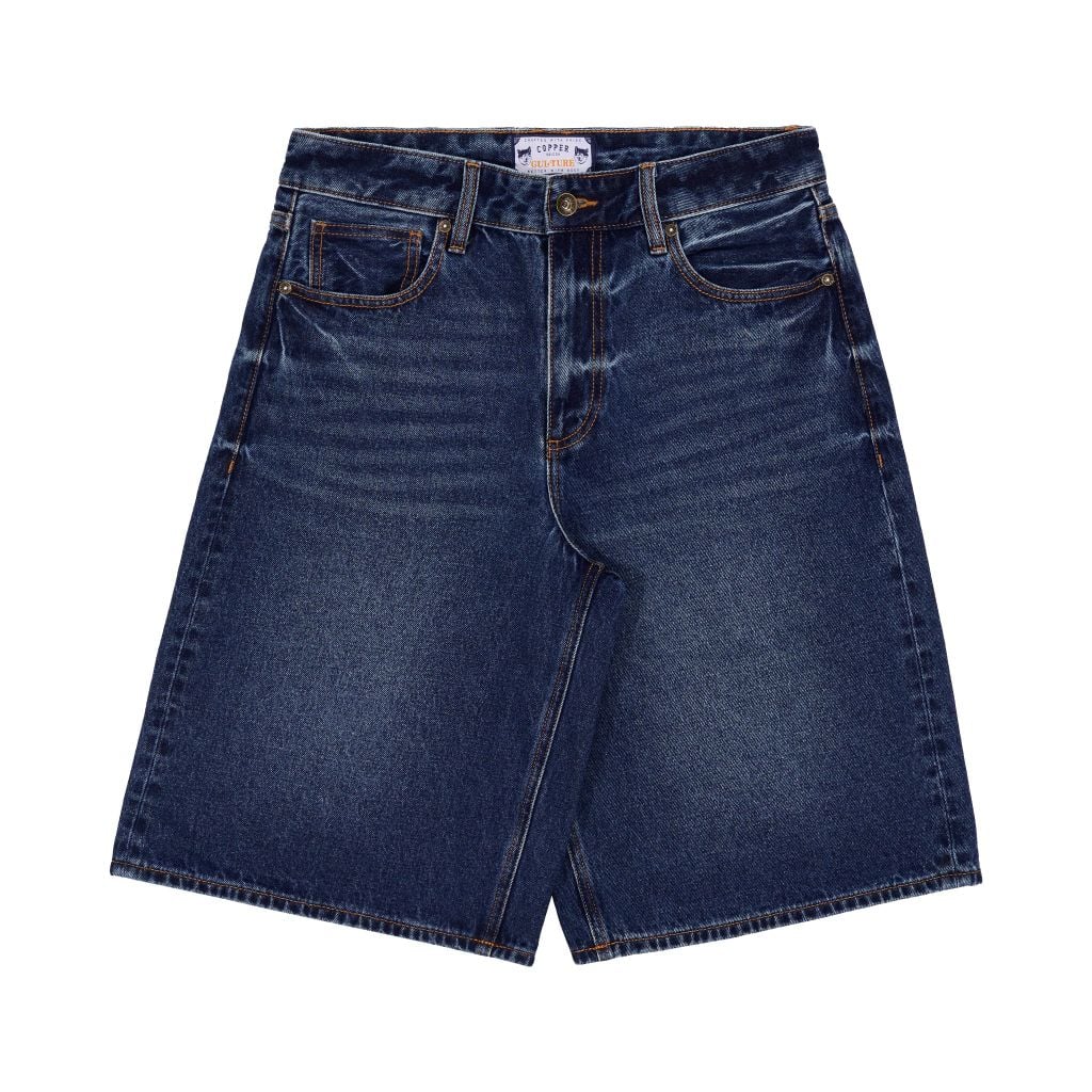 Short - 12 Oz - Mid Blue - Washed Denim Pants