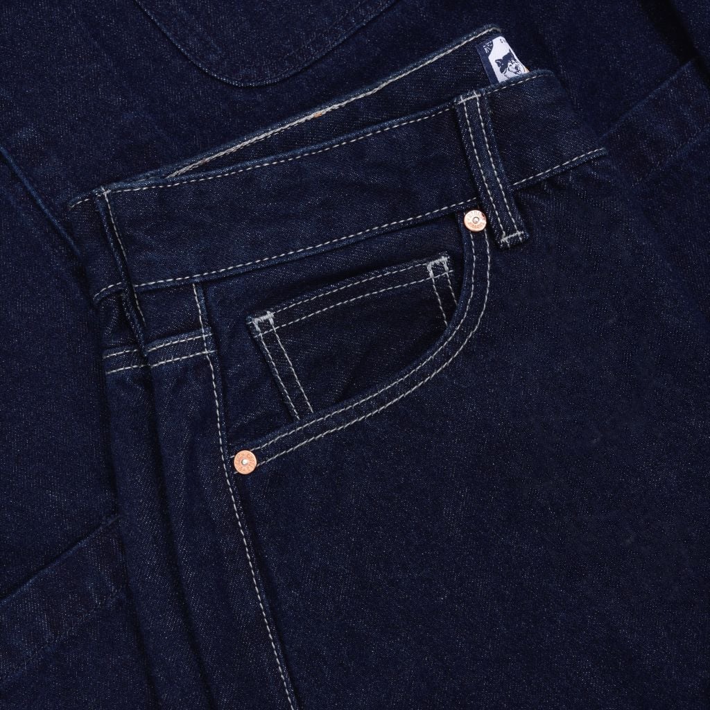 Straight - 12 Oz - Indigo / Grey sewing thread  - One Washed Denim Pants (Chỉ xám)