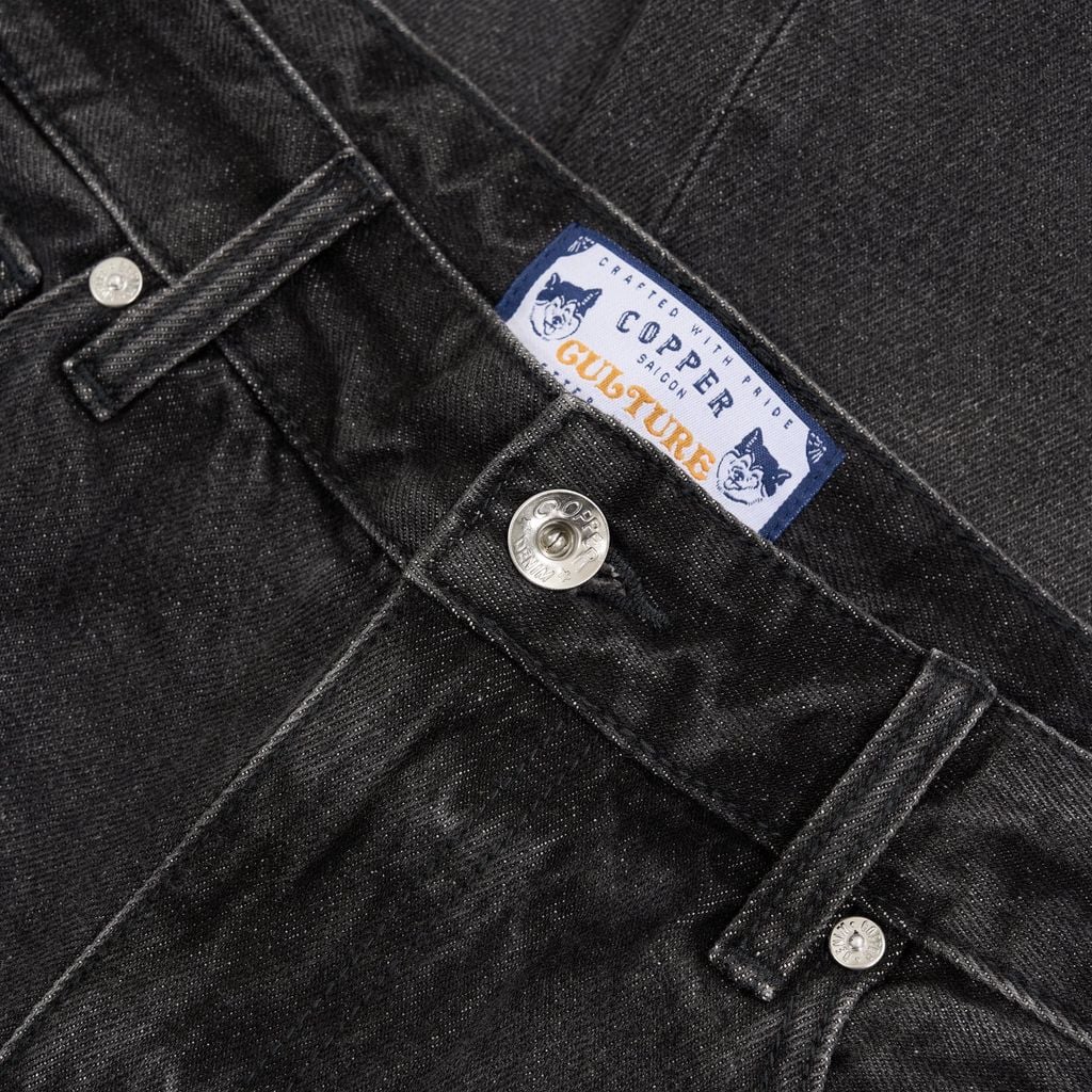 Straight - 12 Oz - Dark Grey - Washed Denim Pants