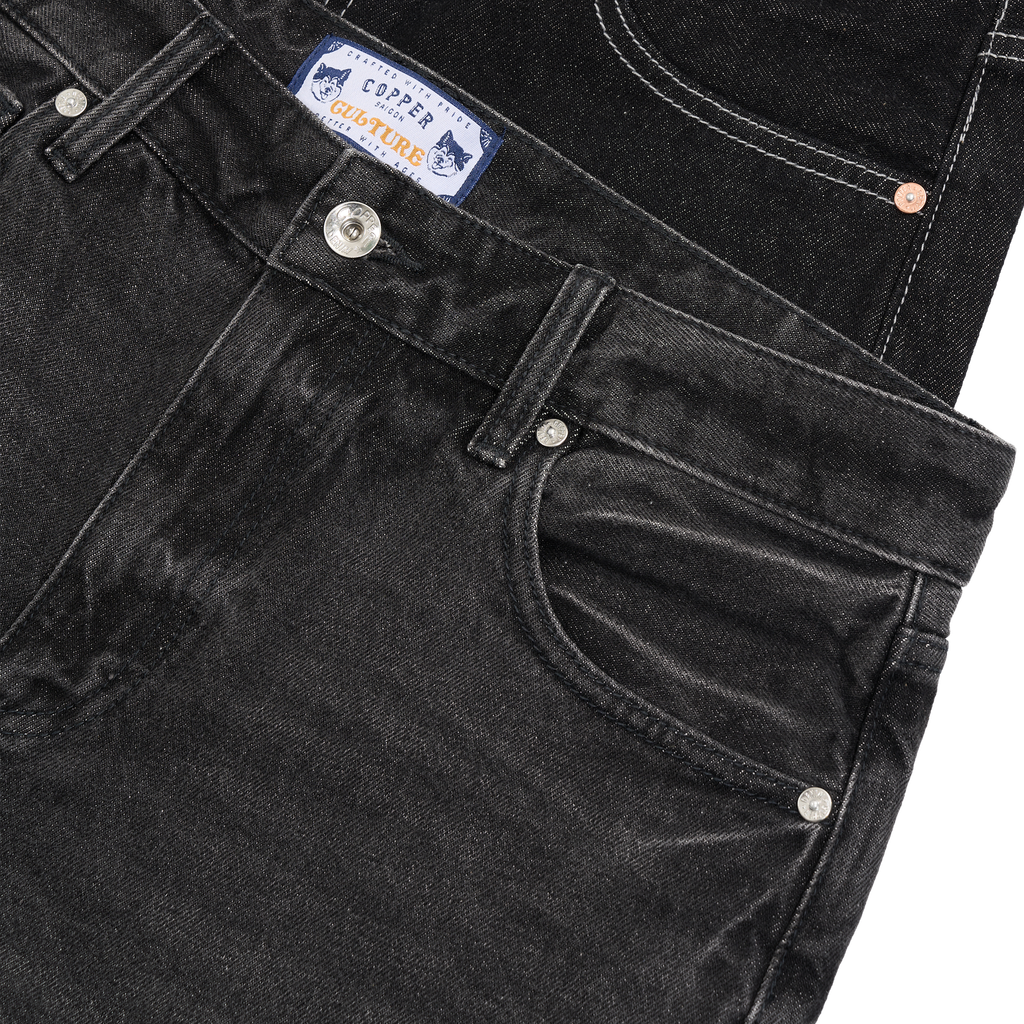 Straight - 12 Oz - Dark Grey - Washed Denim Pants