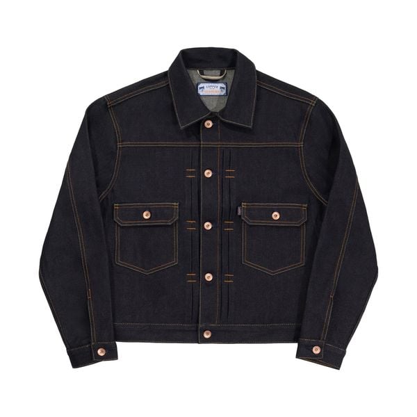  Type II - 14.5 Oz - Diamond Blue / Yellow sewing thread - Raw Selvedge Denim Jacket 