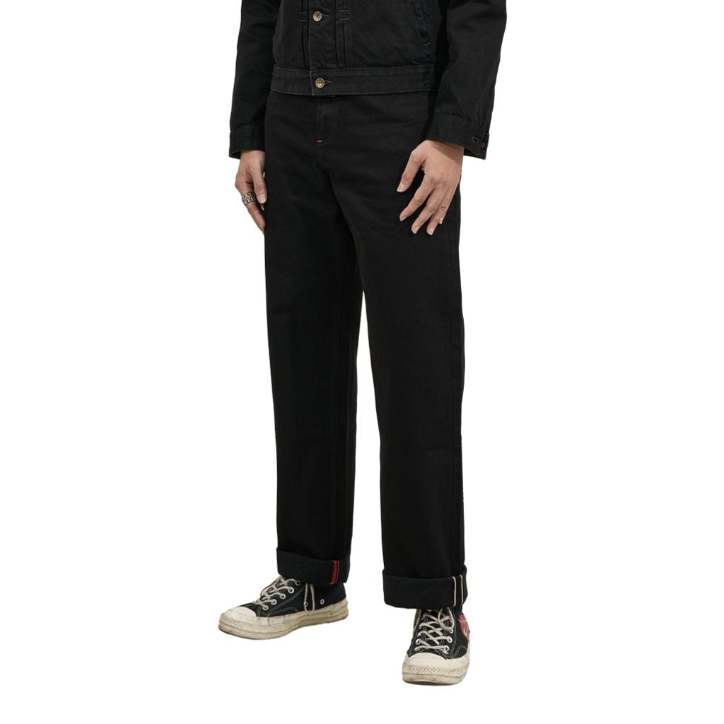 Straight – 15 Oz – All Black Slub - One Washed Selvedge Denim Pants