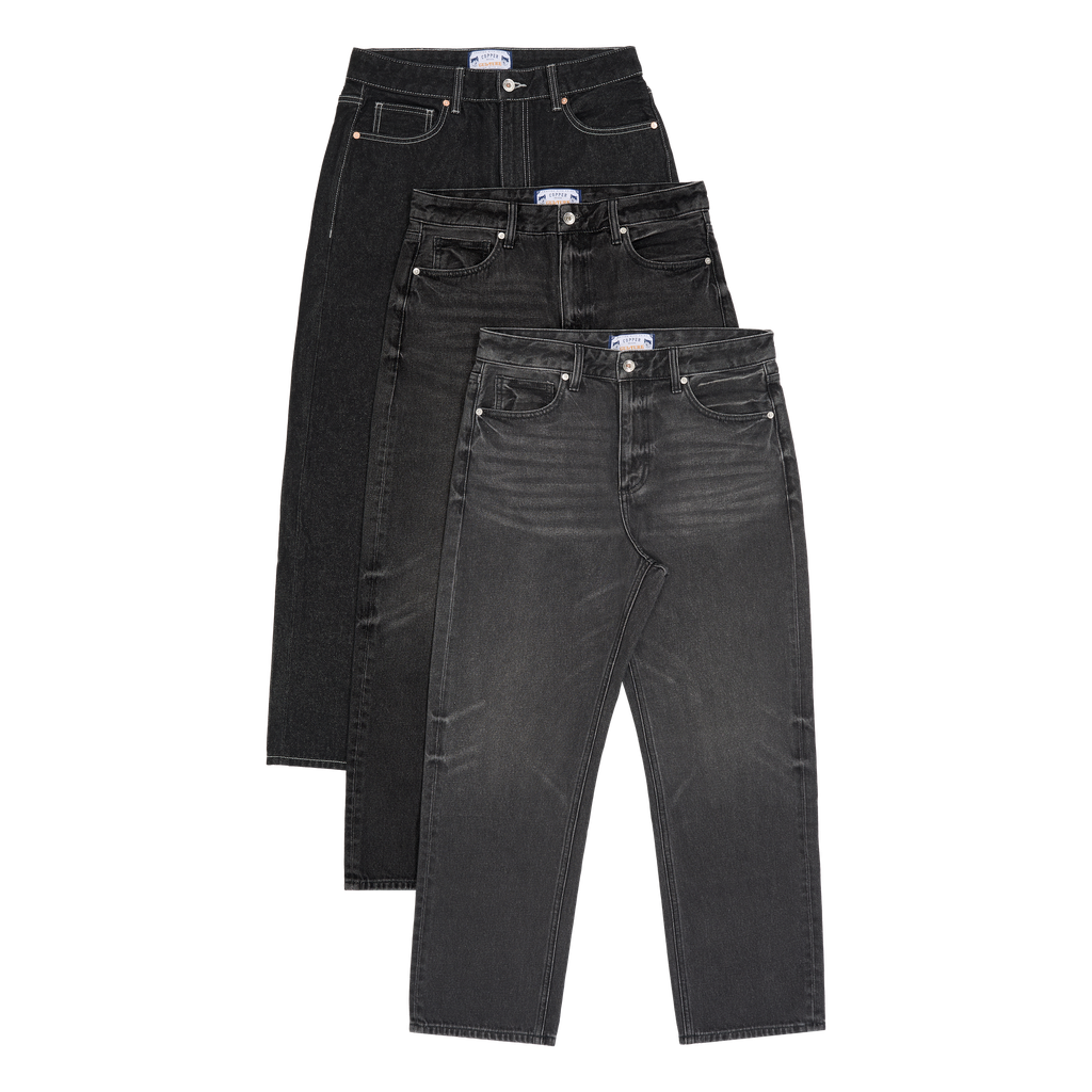 Straight - 12 Oz - Dark Grey - Washed Denim Pants