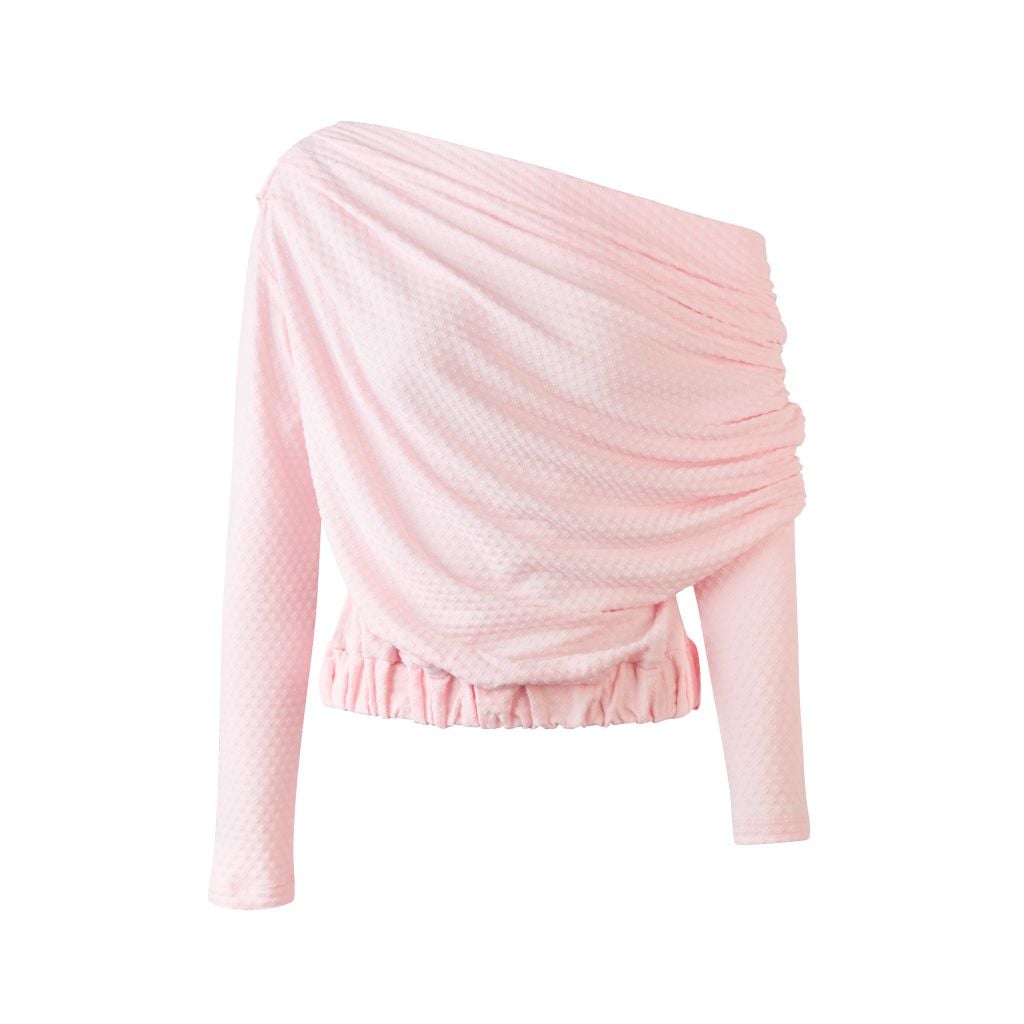 TSUN Áo Thun Tay Dài Nơ Hở Lưng Màu Hồng - Knot Me Pink [Top] 