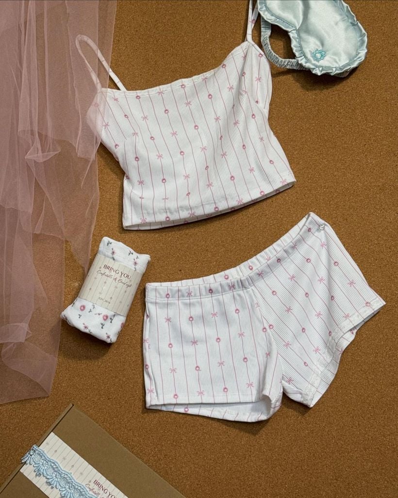  TSUN Bowtie Sleepwear - Sleepwear Set In Nơ 