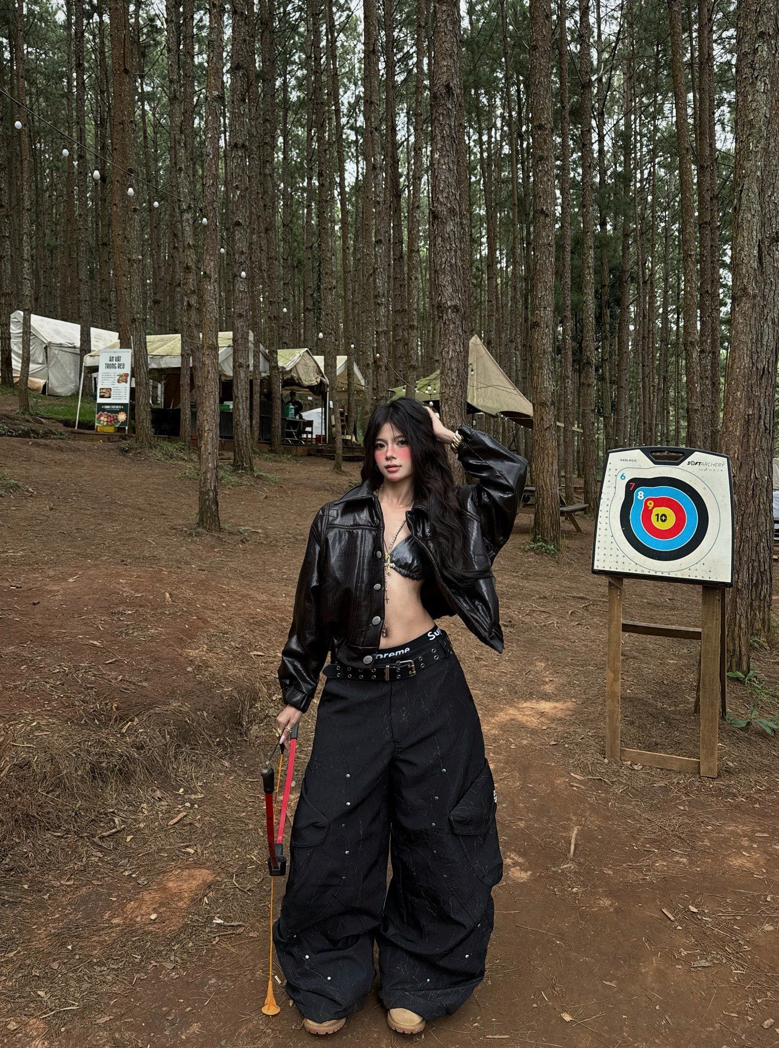  TSUN Thunder Cargo Wide-Leg Pants Black - Quần Dài Túi Hộp Ống Rộng Phối Đinh Tán Đen 