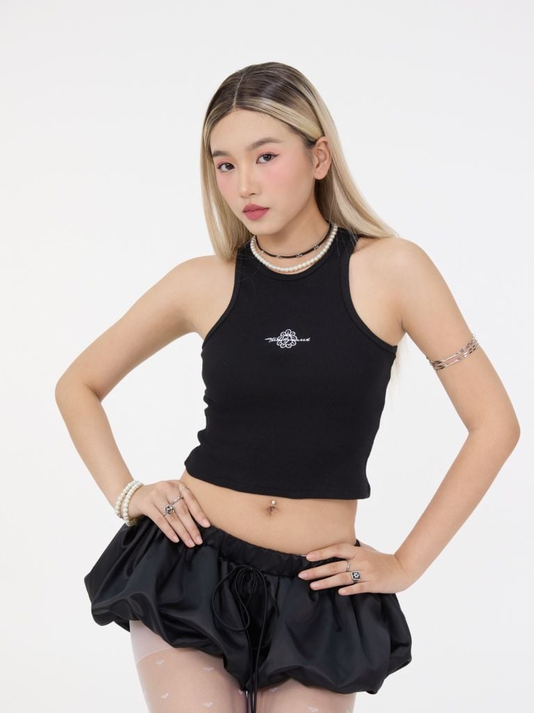  TSUN Woo Logo TankTop CropTop - Black / Áo Ba Lỗ Nữ - Đen 