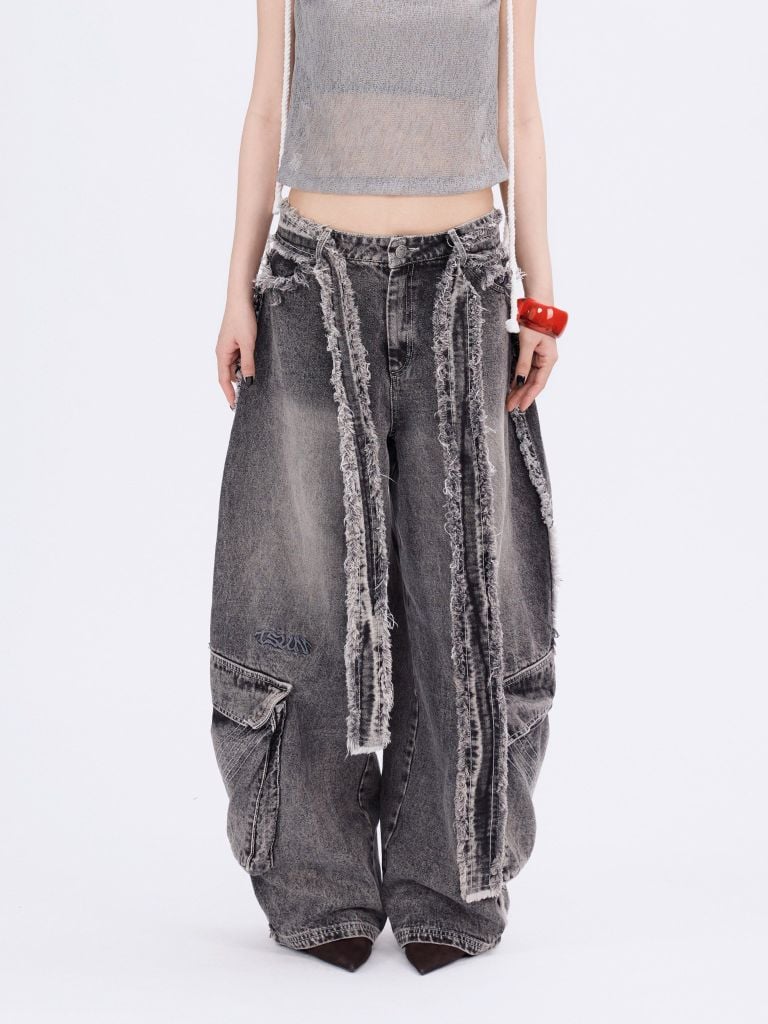  TSUN Ashen Baggy Jeans - Quần Dài Jean Dây Tua Rua 