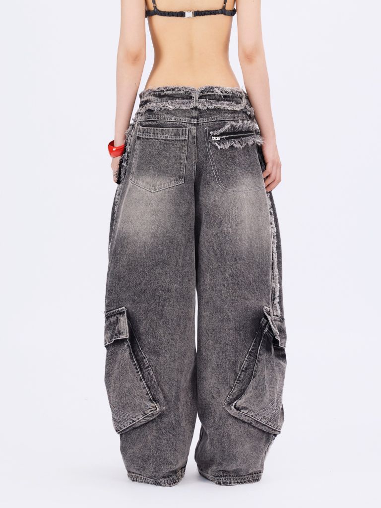  TSUN Ashen Baggy Jeans - Quần Dài Jean Dây Tua Rua 