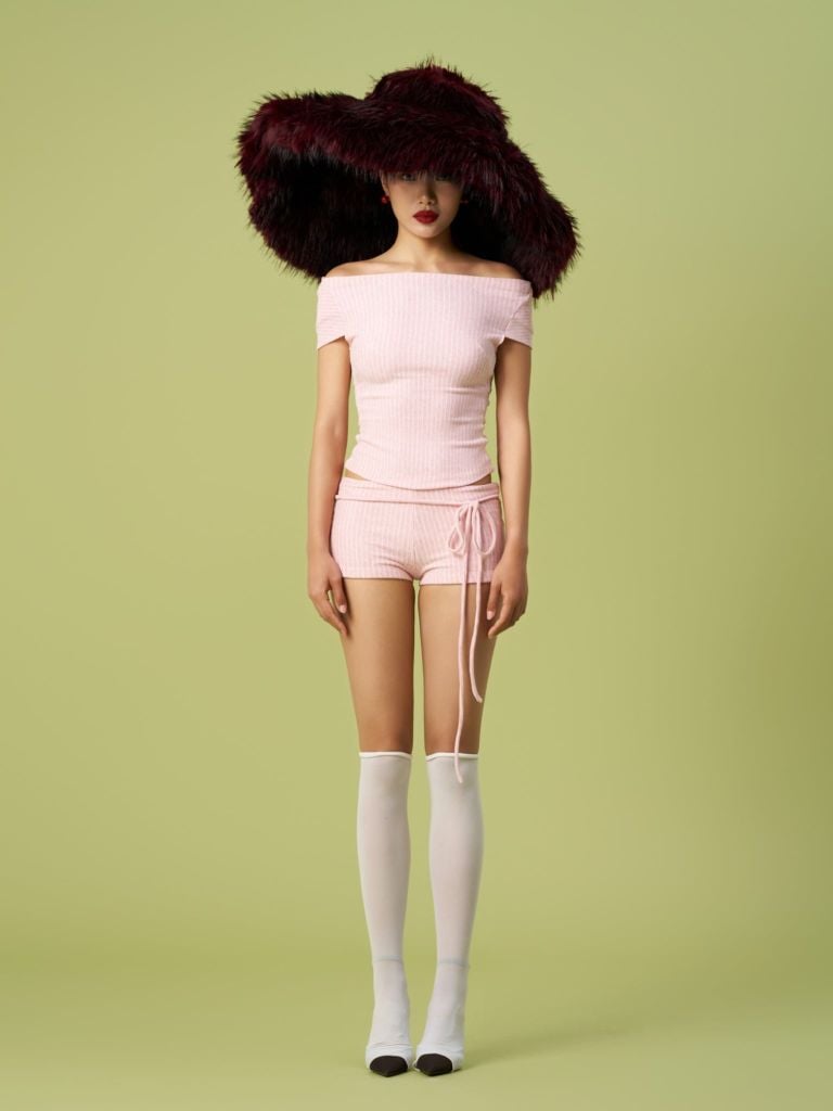  TSUN Peony Bot - Quần Đùi Nữ Thun Sọc Hồng 