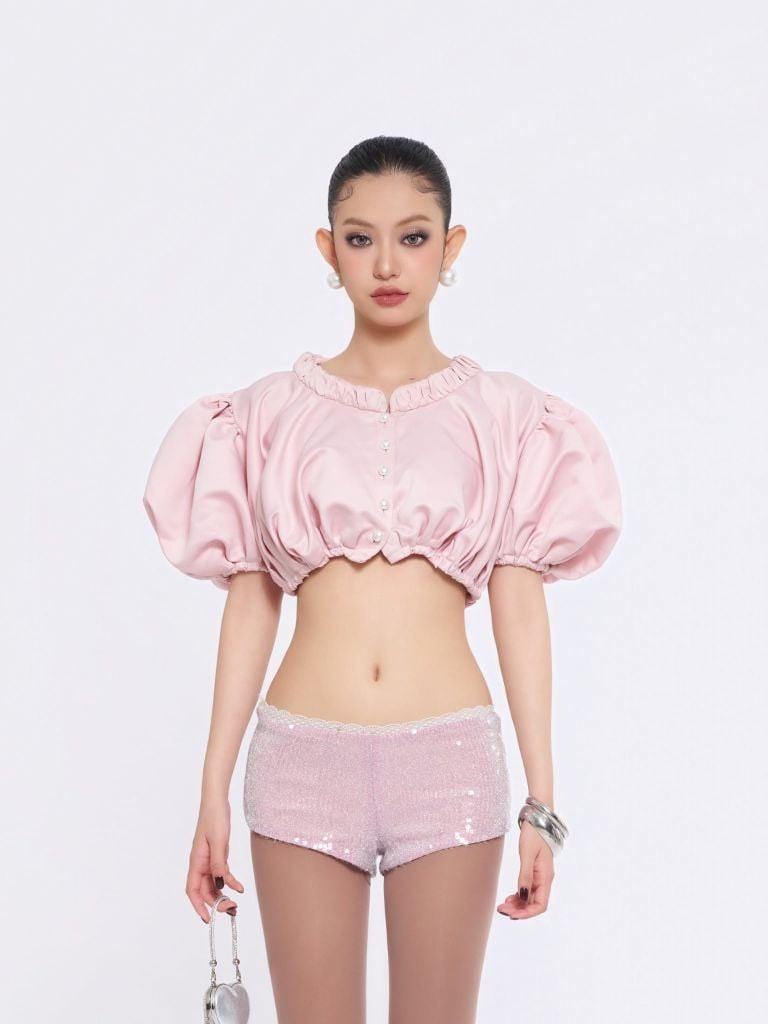  TSUN Elara Top - Áo Tay Phồng Croptop Công Chúa 