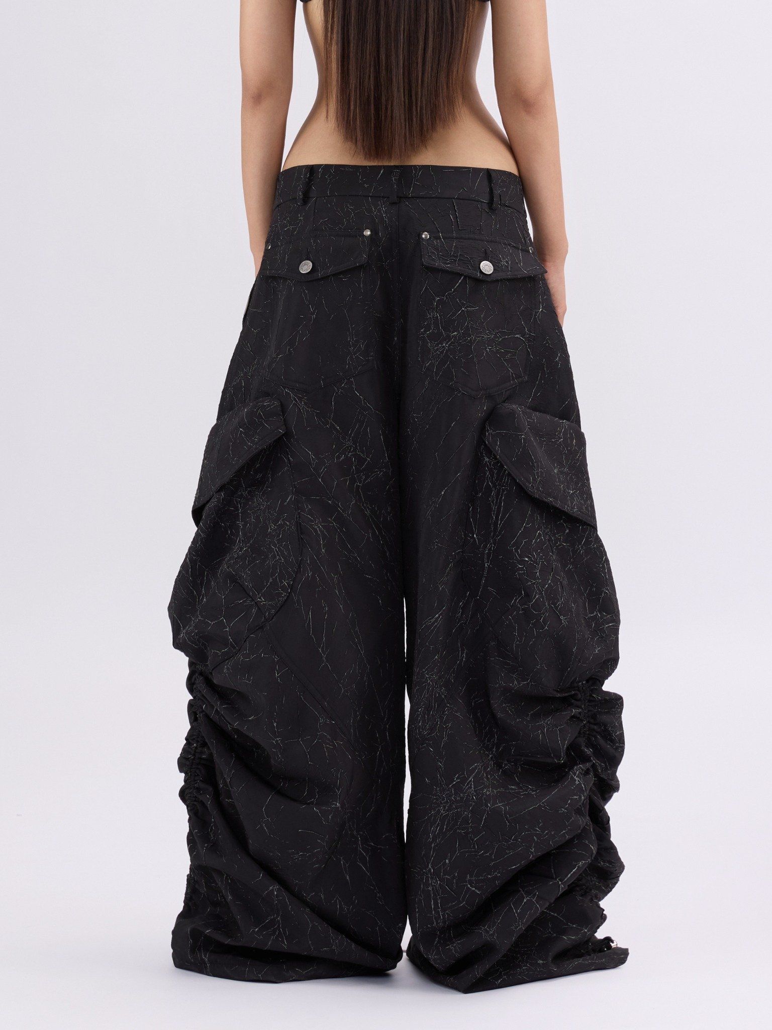  TSUN Thunder Cargo Wide-Leg Pants Black - Quần Dài Túi Hộp Ống Rộng Phối Đinh Tán Đen 