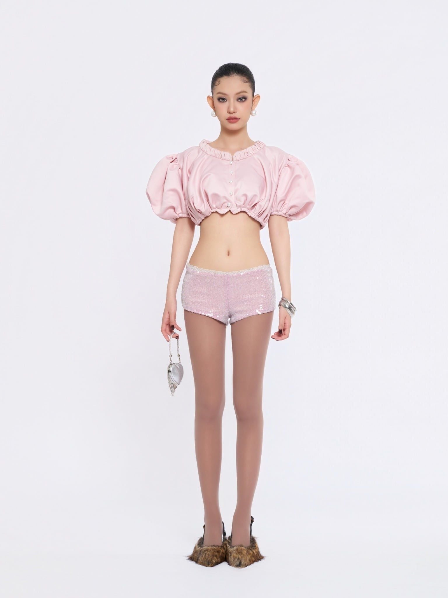  TSUN Elara Top - Áo Tay Phồng Croptop Công Chúa 