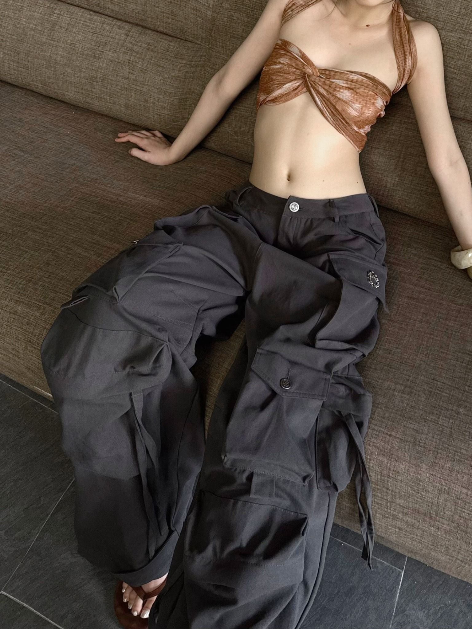  TSUN DRK Cargo Pants Grey - Quần Dài Kaki Túi Hộp Xám 