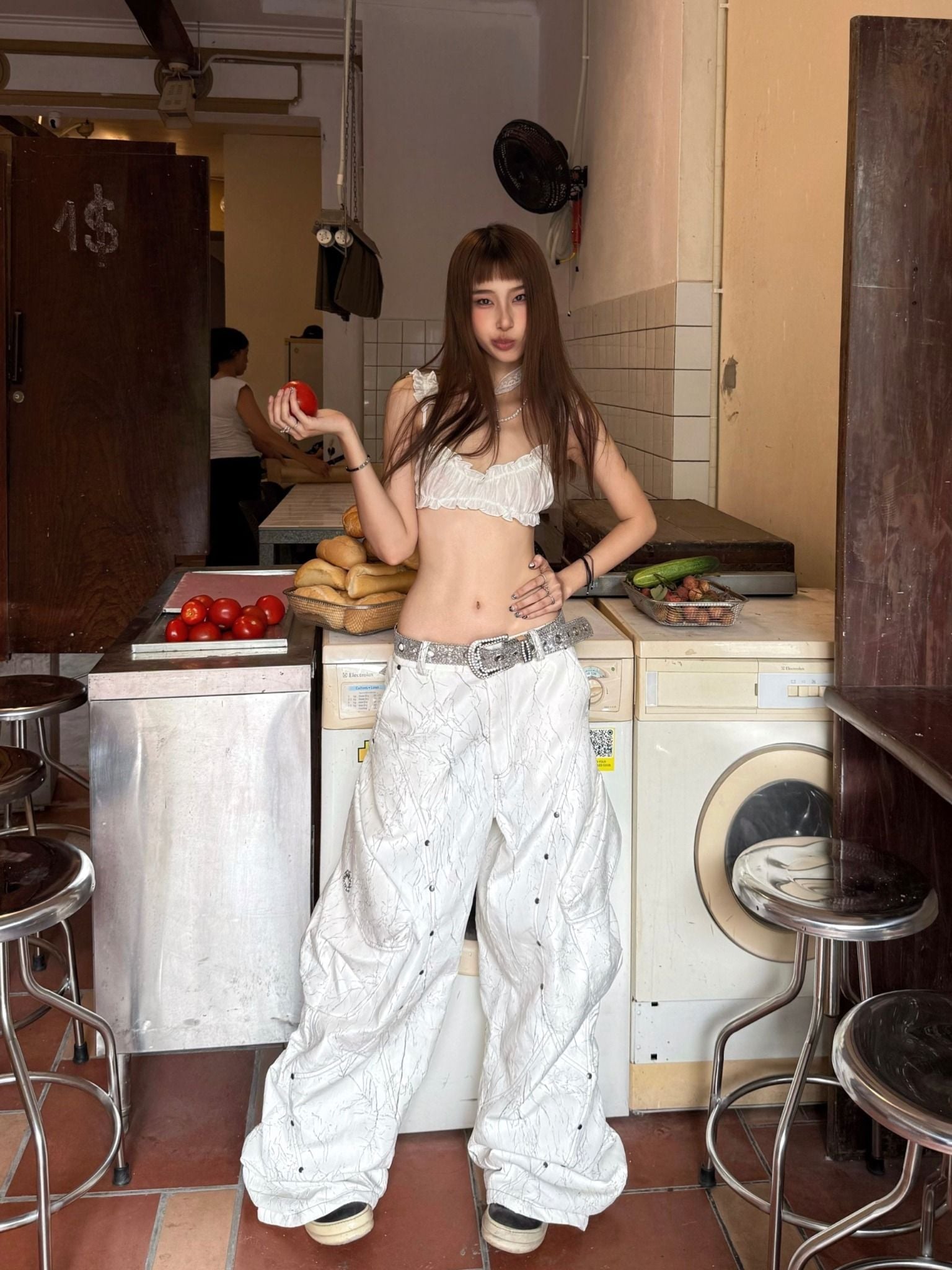  TSUN Áo Mini Croptop Đi Biển Trắng - Wavy Muse Top White 