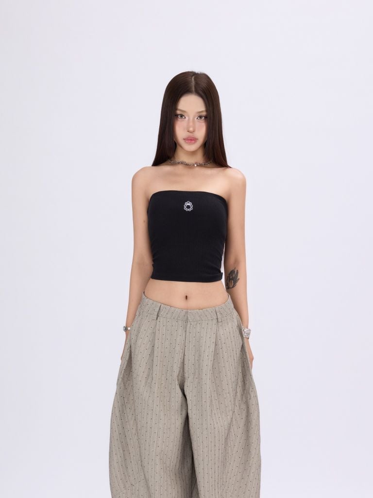  TSUN Áo Ống Nữ Đen Dài 