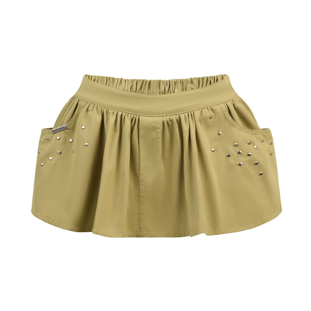  TSUN Olive Mini Skirt - Chân Váy Kaki Phối Đinh Tán 