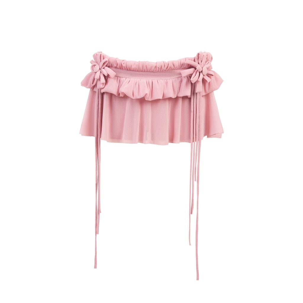  TSUN Mauve Mini Skirt - Chân Váy Ngắn Xoè Thun Lưới Hồng 