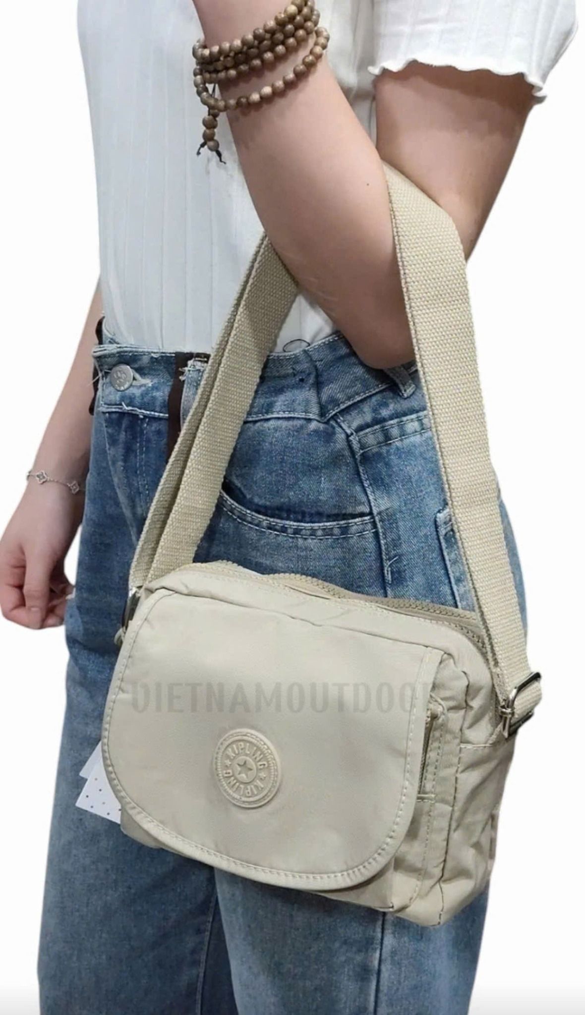  Túi Đeo Chéo KIPLING 5140 Gọn Nhẹ Vải Chống Thấm Nước Tặng Kèm Móc Khóa Khỉ 