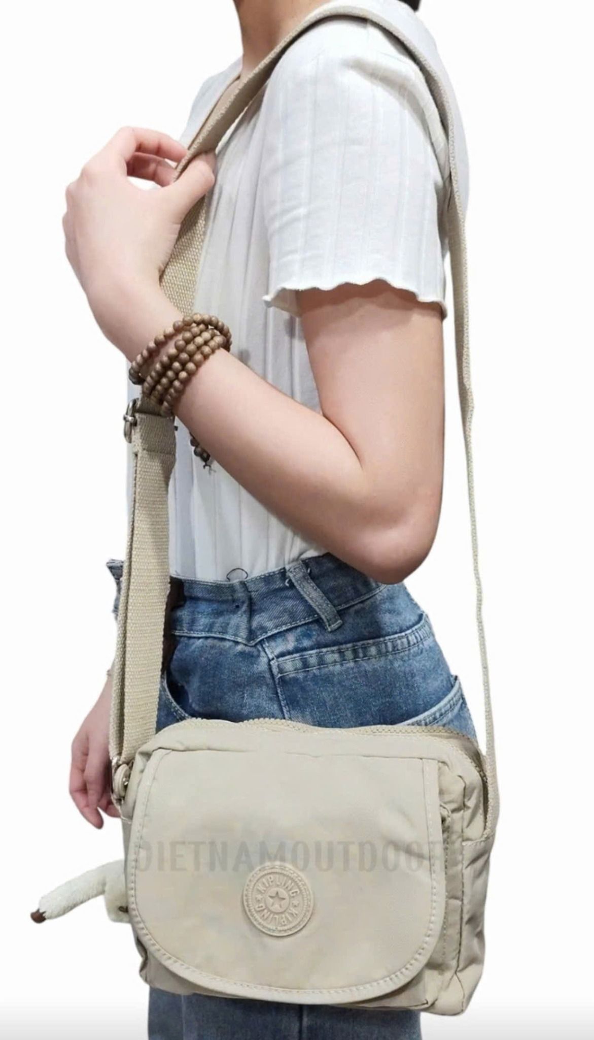  Túi Đeo Chéo KIPLING 5140 Gọn Nhẹ Vải Chống Thấm Nước Tặng Kèm Móc Khóa Khỉ 