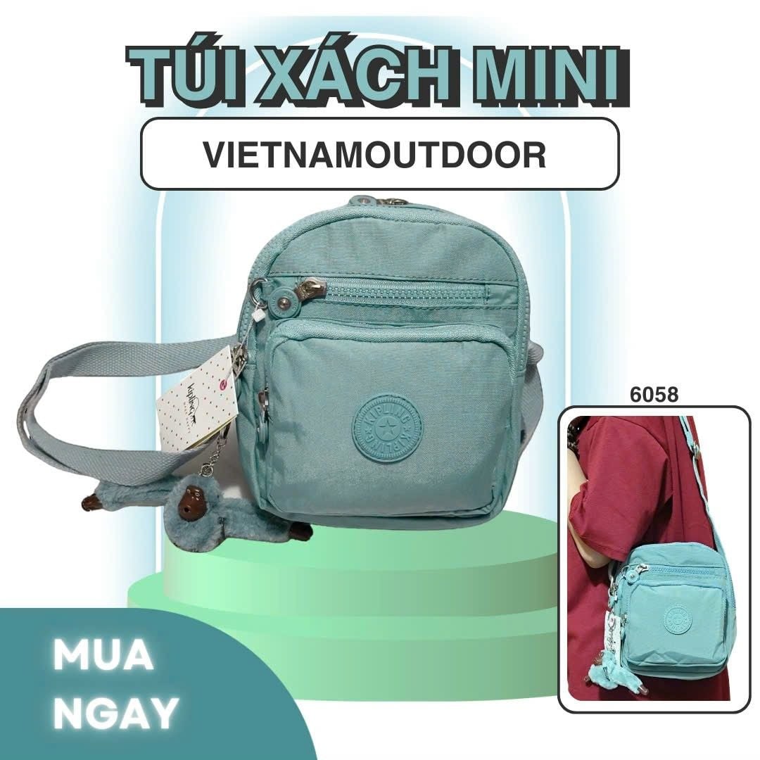  Túi Xách Mini Đeo Chéo Đeo Vai Đa Năng Nhỏ Gọn Kipling 6058 Chất Liệu Siêu Bền + Tặng Kèm Móc Khóa Khỉ 