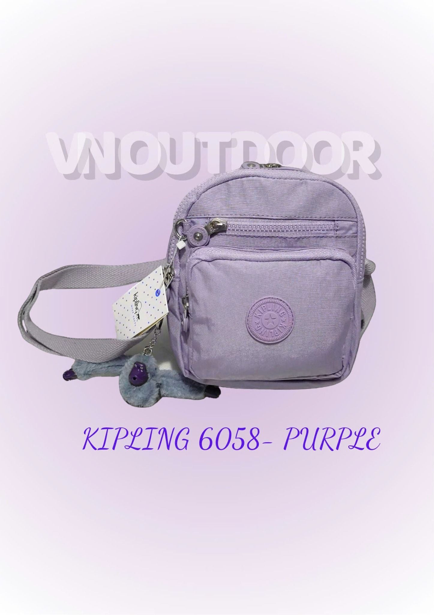  Túi Xách Mini Đeo Chéo Đeo Vai Đa Năng Nhỏ Gọn Kipling 6058 Chất Liệu Siêu Bền + Tặng Kèm Móc Khóa Khỉ 