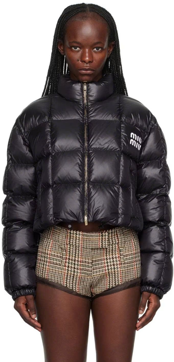  Áo Khoác Phao - Thời Trang Nữ Miu Miu Cropped nylon Down Coat Mùa Đông Chống Thấm Nước 