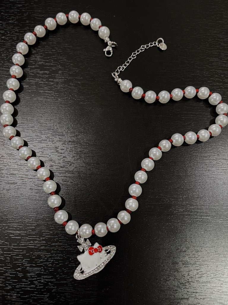  P226 DÂY CHUYỀN NGỌC TRAI KITTY ĐỎ 