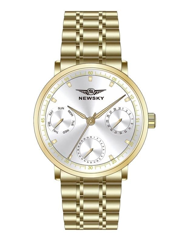  ĐỒNG HỒ NEWSKY NS6501G.S04 nam máy quartz kính sapphire size 42mm 3ATM 