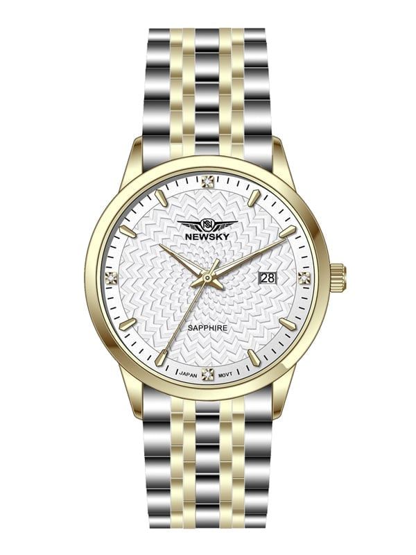  ĐỒNG HỒ NEWSKY NS5504G.S04 nam máy quartz kính sapphire size 38mm 3ATM 