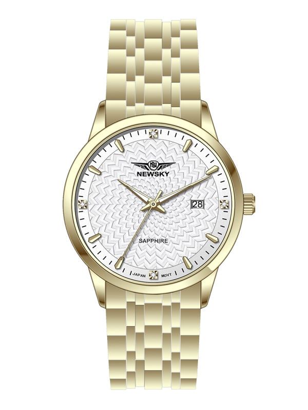  ĐỒNG HỒ NEWSKY NS5504G.S05 nam máy quartz kính sapphire size 38mm 3ATM 