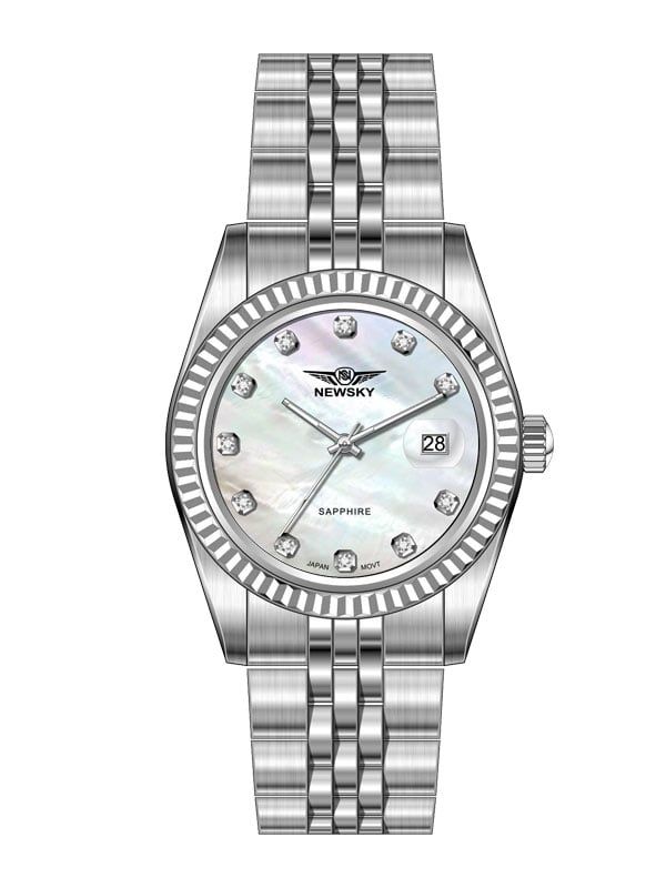  ĐỒNG HỒ NEWSKY NS5023L.S01 Nữ máy quartz kính sapphire size 31mm 3ATM 