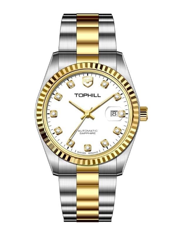  ĐỒNG HỒ TOPHILL TW095G.S6138 Nam dây thép 316L Máy automatic Kính sapphire 5ATM 