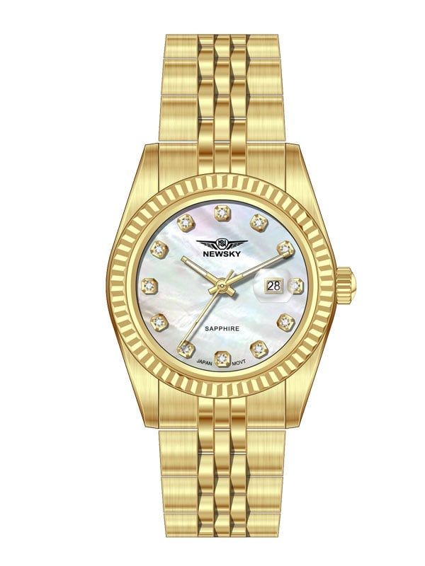  ĐỒNG HỒ NEWSKY NS5023L.S04 Nữ máy quartz kính sapphire size 31mm 3ATM 