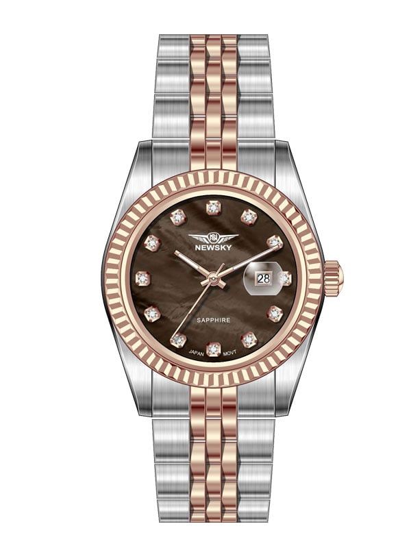  ĐỒNG HỒ NEWSKY NS5023L.S06 Nữ máy quartz kính sapphire size 31mm 3ATM 