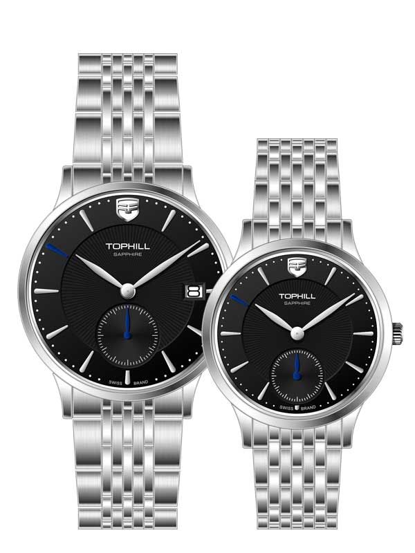  ĐỒNG HỒ TOPHILL TA051G.S1152 & TA051L.S1152 Cặp Máy quartz(pin) Kính sapphire 3ATM 