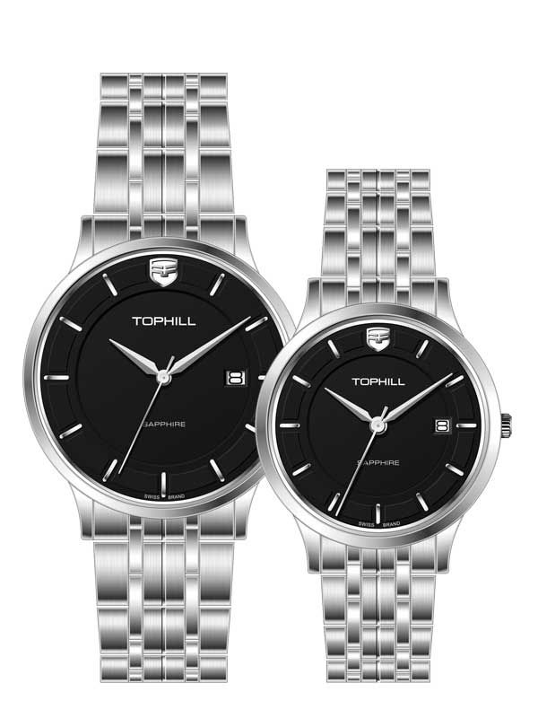  ĐỒNG HỒ TOPHILL TA039G.S1152 & TA039L.S1152 Cặp Máy quartz(pin) Kính sapphire 5ATM 