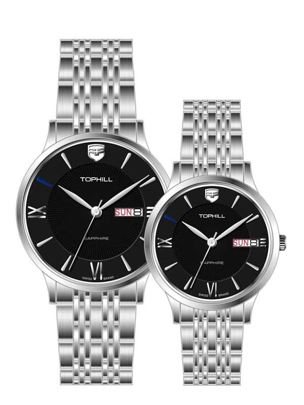  ĐỒNG HỒ TOPHILL TA050G.S1192 & TA050L.S1192 Cặp Máy quartz(pin) Kính sapphire 5ATM 