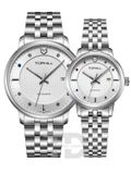  ĐỒNG HỒ TOPHILL TA032G.S1238 + TA032L.S1238 Nam+Nữ dây thép 316L máy Automatic kính Sapphire 5ATM 
