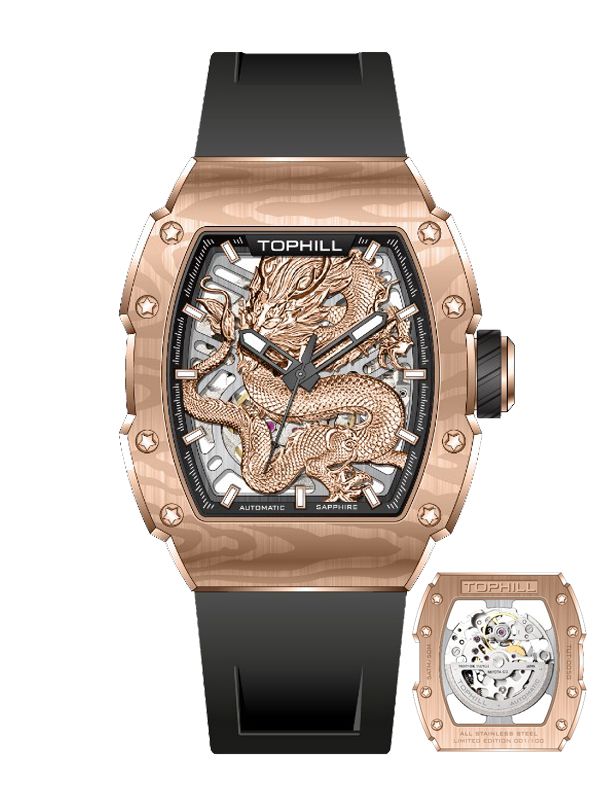  ĐỒNG HỒ TOPHILL TUT005G.GB3158 Nam dây da Máy Automatic Kính sapphire 5ATM 