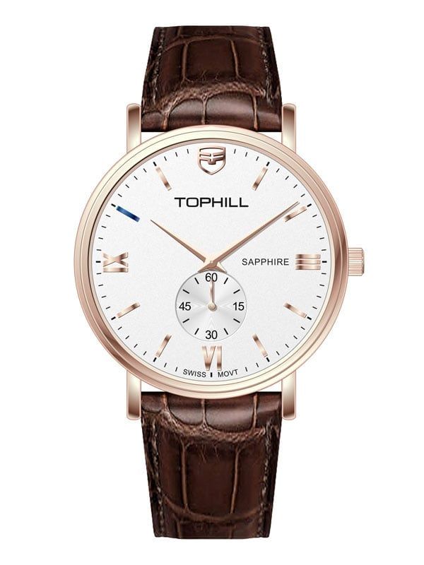  ĐỒNG HỒ TOPHILL TA057G.PZ3297 Nam máy quartz kính sapphire size 38mm 3ATM 